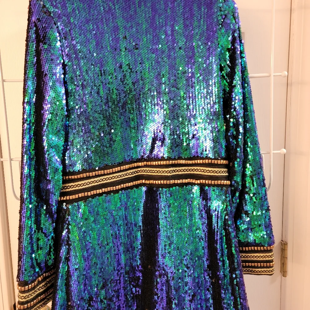 Anisha Green Premium Embellished Sequin shirt dress - Picture 7 of 15
